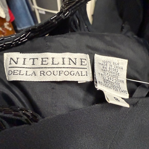 Niteline Bella Roufogali Silk Beaded Strap Black Sleeveless Mini Dress - Picture 6 of 11